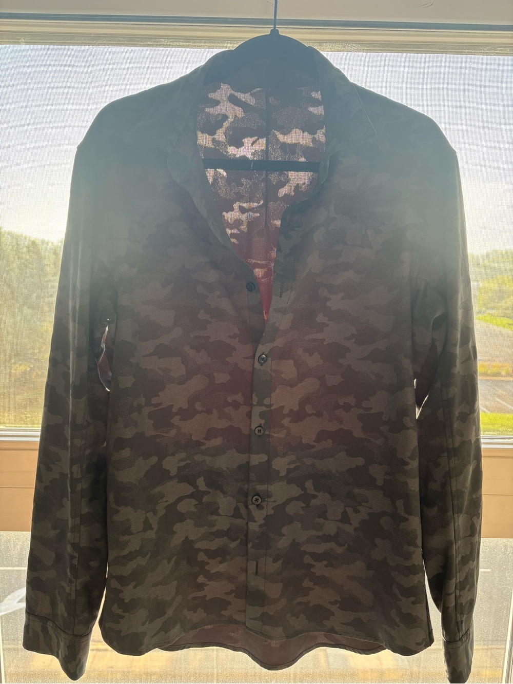lululemon athletica Men's Olive Green Camo Button-Down Shirt